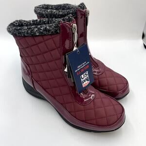 Khombu Megan Waterproof Front-Zip Winter Boots Burgundy 10 W Wide NEW NWT
